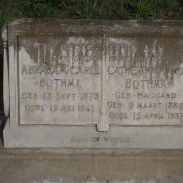 BOTHMA Abraham Carel 1873-1941 &amp; Catherina Maria HAGGARD 1880-1937