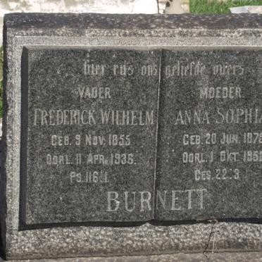 BURNETT Frederick Wilhelm 1855-1936 &amp; Anna Sophia 1875-1952
