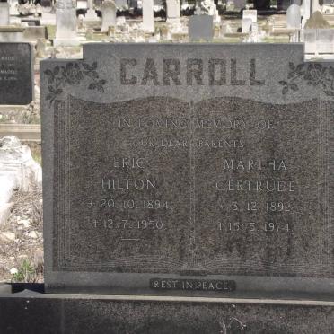 CARROLL Eric Hilton 1894-1950 &amp; Martha Gertrude 1892-1974