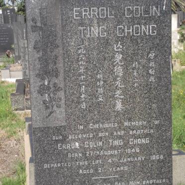 CHONG Errol Colin Ting 1946-1968