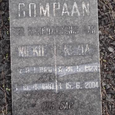 COMPAAN Niekie 1926-1997 &amp; Kezia 1923-2004