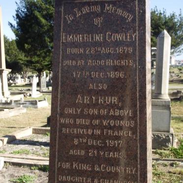 COWLEY Emmerline nee GIBSON 1879-1896 :: COWLEY Arthur -1917