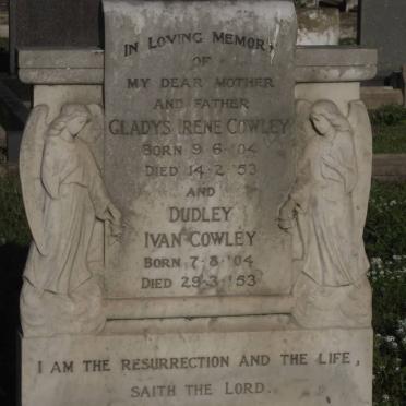 COWLEY Gladys Irene 1904-1953 &amp; Dudley Ivan 1904-1953