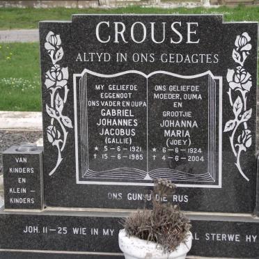 CROUSE Gabriel Johannes Jacobus 1921-1985 &amp; Johanna Maria 1924-2004