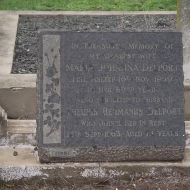 DELPORT Maria Johanna -1959 &amp; Theunis Hermanus -1963