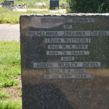 DIESEL Joseph Wesley -1956 &amp; Wilhelmina Johanna MATTHEUS -1954
