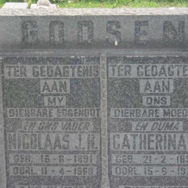 GOOSEN Nicolaas J.H. 1891-1960 &amp; Catherina S. 1895-1978