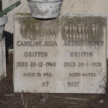 GRIFFIN Caroline Julia -1960 &amp; Arthur Sydney -1928