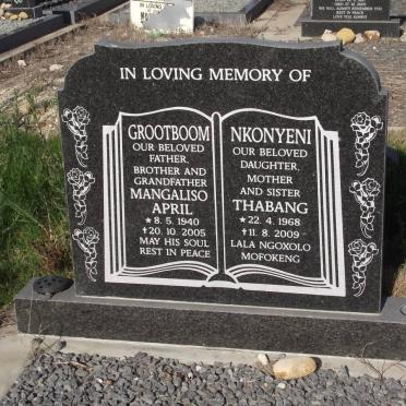 GROOTBOOM Mangaliso April 1940-2005 :: NKONYENI Thabang 1968-2009