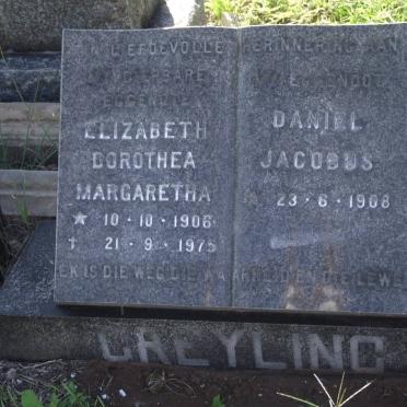 GREYLING Elizabeth Dorothea Margaretha 1906-1975 &amp; Daniel Jacobus 1908-