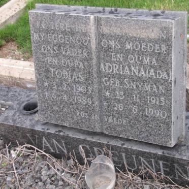 GREUNEN Tobias, van 1903-1989 &amp; Adriana SNYMAN 1915-1990