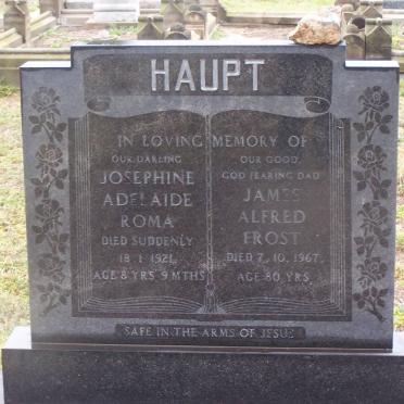 HAUPT James Alfred Frost -1967 :: HAUPT Josephine Adelaide Roma -1921
