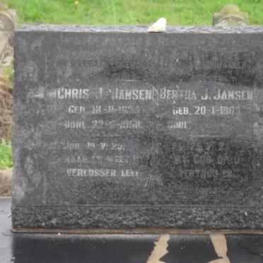 JANSEN Chris J. 1894-1950 &amp; Bertha J. 1903-