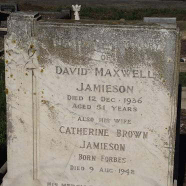 JAMIESON David Maxwell -1936 &amp; Catherine Brown FORBES -1948