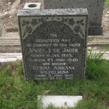 JAGER Adolf J., de 1883-1946 &amp; Gesina Adriana Wilhelmina 1886-1966