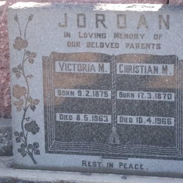 JORDAN Christian M. 1870-1966 &amp; Victoria M. 1875-1963