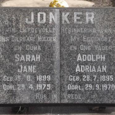 JONKER Sarah Jane 1899-1975 &amp; Adolph Adriaan 1895-1970