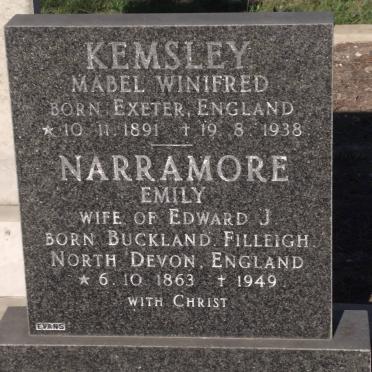 KEMSLEY Mabel Winifres 1891-1938 :: NARRAMORE Emily 1863-1949
