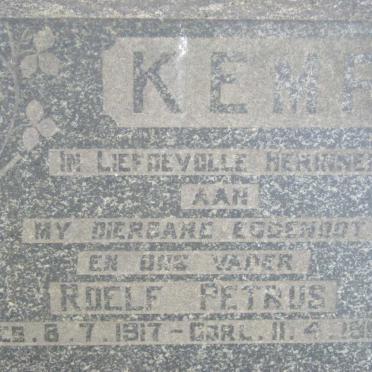 KEMP Roelf Petrus 1917-1959