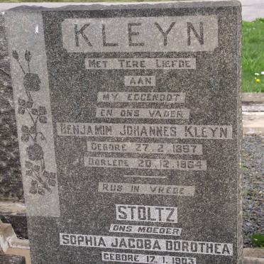 KLEYN Benjamin Johannes 1897-1964 :: STOLTZ Sophia Jacoba Dorothea 1903-1993