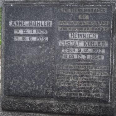 KOHLER Heinrich Gustaf 1903-1954 &amp; Ann 1905-1972