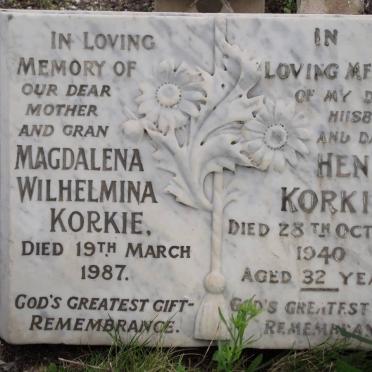 KORKIE Magdalena Wilhelmina -1987 &amp; Henry -1940