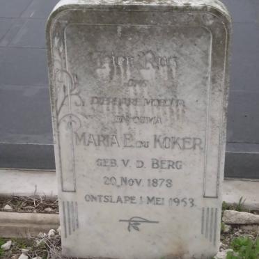 KOKER Maria E., du nee VAN DER BERG 1878-1953