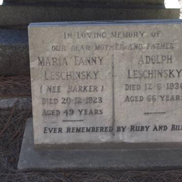 LESCHINSKY Maria Fanny BARKER -1923 &amp; Adolph -1936