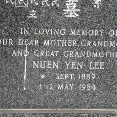 LEE Nuen Yen 1889-1984
