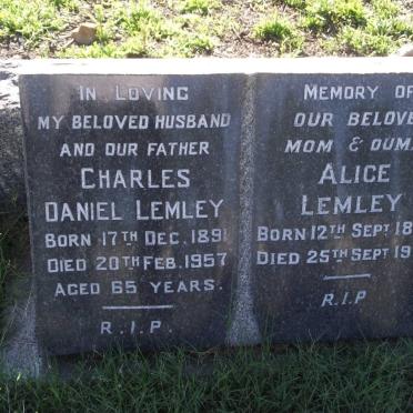LEMLEY Charles Daniel 1891-1957 &amp; Alice 1895-1992