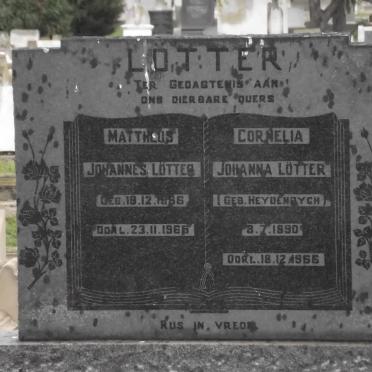 LOTTER Mattheus Johannes 1886-1966 &amp; Cornelia Johanna HEYDENRYCH 1890-1966