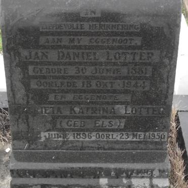 LOTTER Jan Daniel 1881-1944 &amp; Magrieta Katrina ELS 1896-1950