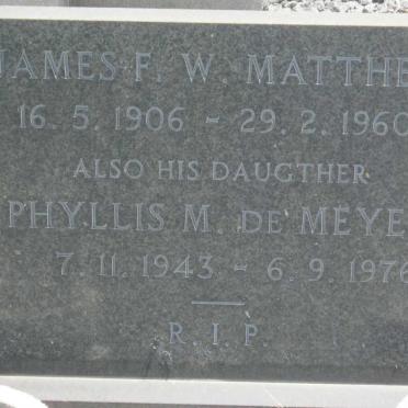 MATHEW James F.W. 1906-1960 :: MEYER Phyllis M., de 1943-1976 