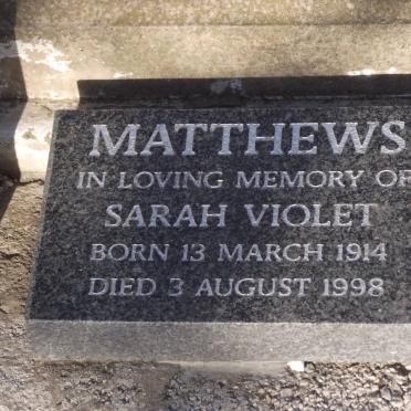 MATTHEWS Sarah Violet 1914-1998