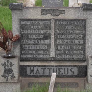 MATTHEUS Marthinus J. 1913-1980 &amp; Johanna A. 1914-1959