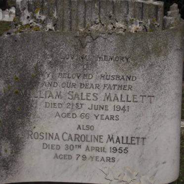 MALLETT William Sales -1941 &amp; Rosina Caroline -1955