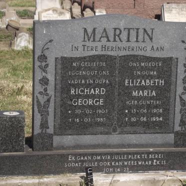 MARTIN Richard George 1903-1985 &amp; Elizabeth Maria GUNTER 1908-1994