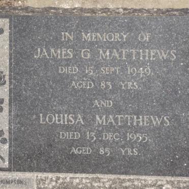 MATTHEWS James G. -1949 &amp; Louisa -1955
