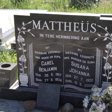 MATTHEUS Carel Benjamin 1917-1974 &amp; Susara Johanna 1922-2008