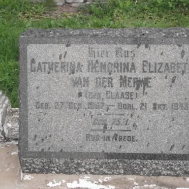 MERWE Catherina Hendrina Elizabeth, van der nee CLAASE 1887-1945