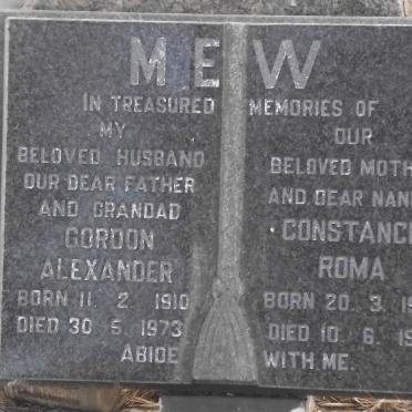 MEW Gordon Alexander 1910-1973 &amp; Constance Roma 1913-1977