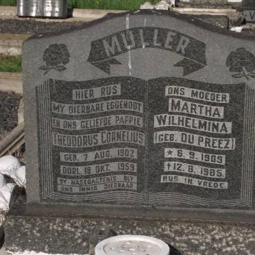 MULLER Theodorus Cornelius 1902-1959 &amp; Martha Wilhelmina DU PREEZ 1909-1985