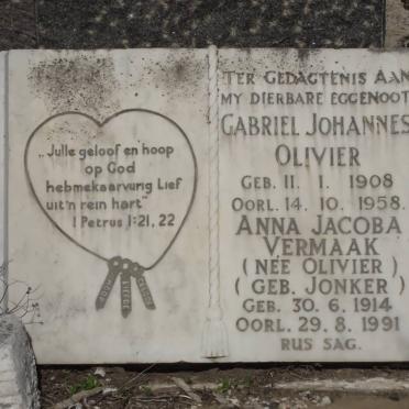 OLIVIER Gabriel Johannes 1908-1958 :: VERMAAK Anna Jacoba formerly OLIVIER nee JONKER 1914-1991