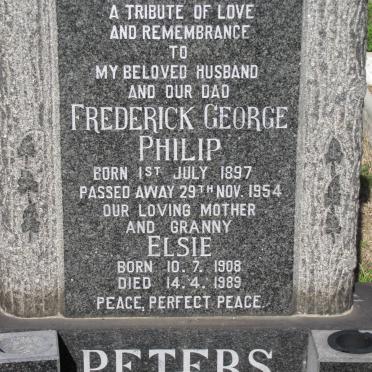 PETERS Frederick George Philip 1897-1954 &amp; Elsie 1908-1989