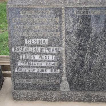 PISANIE Gesina Margaretha, du nee WEST 1894-1961