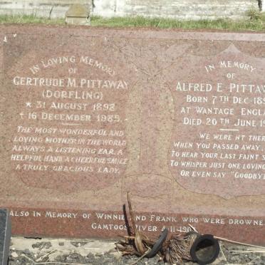 PITTAWAY Alfred E. 1897-1941 &amp; Gertrude M. DORFLING 1898-1985