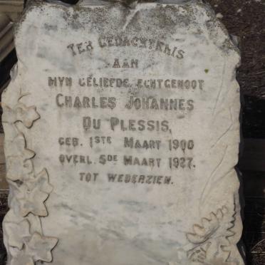PLESSIS Charles Johannes, du 1900-1927