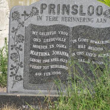 PRINSLOO Marthina Johanna 1925-1996