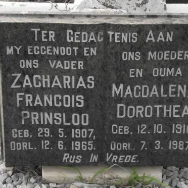 PRINSLOO Zacharias Francois 1907-1965 &amp; Magdalena Dorothea 1910-1987