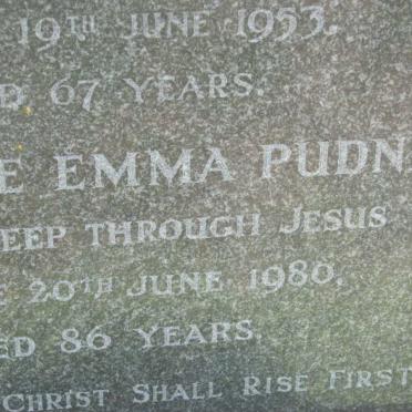 PUDNEY Ernest George -1953 &amp; Florence Emma -1980